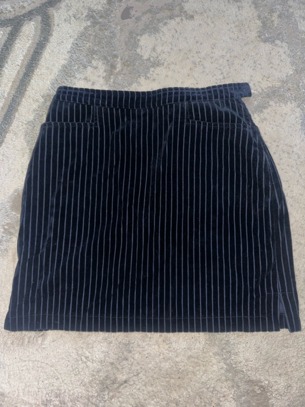 Moschino Blue Velvet Pinstripe Mini Skirt